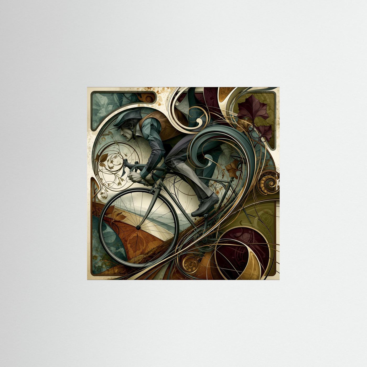 Bergauffahrt im Jugendstil – Rennrad Kunstdruck – RennradKunst
