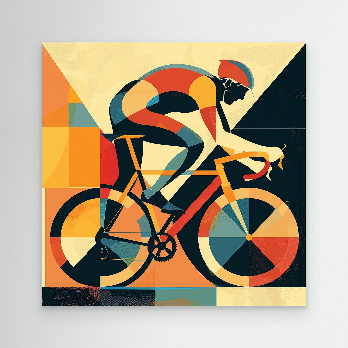 Solofahrer im Bauhaus-Stil – modernes Rennrad Wandbild – RennradKunst