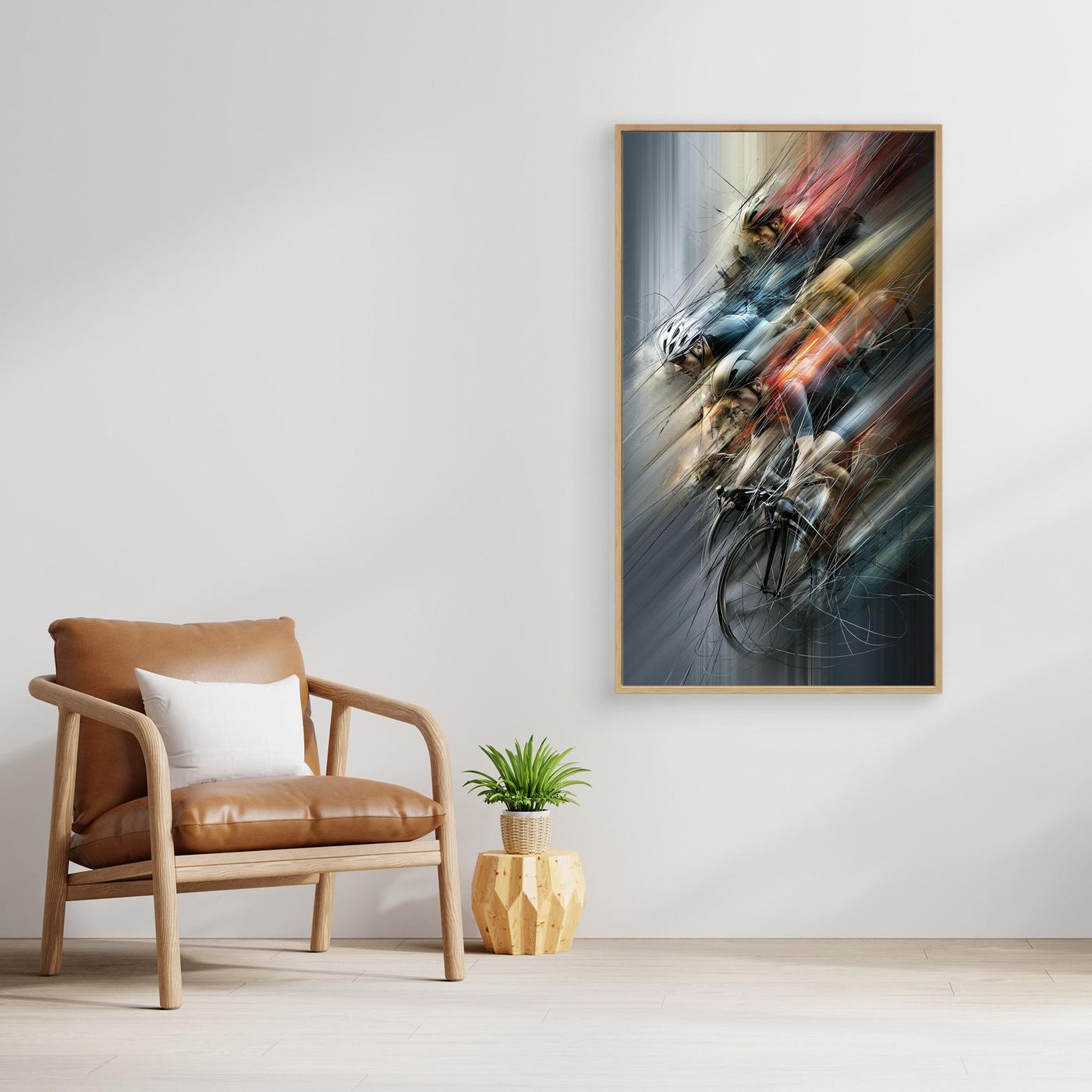 Velocity Flow Leinwandbild – Moderne Rennradkunst mit Dynamik