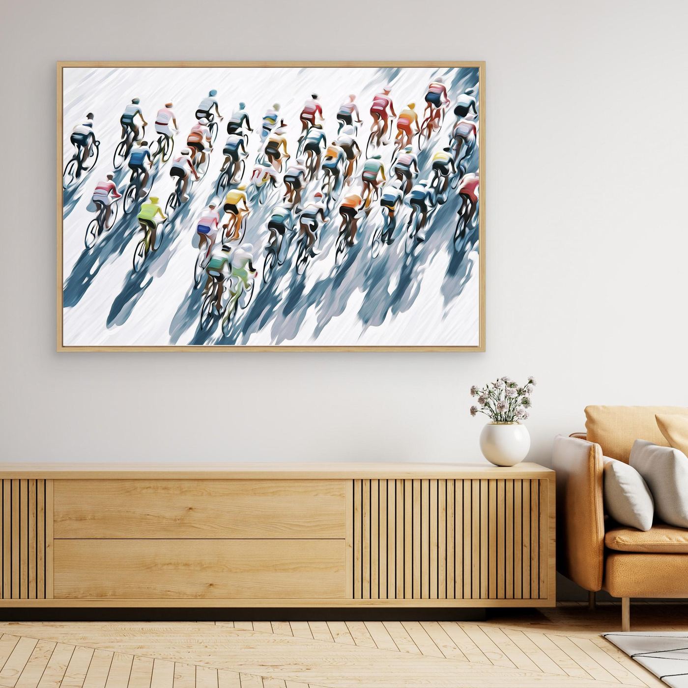 Peloton von oben – Dynamische Rennradkunst auf Leinwand