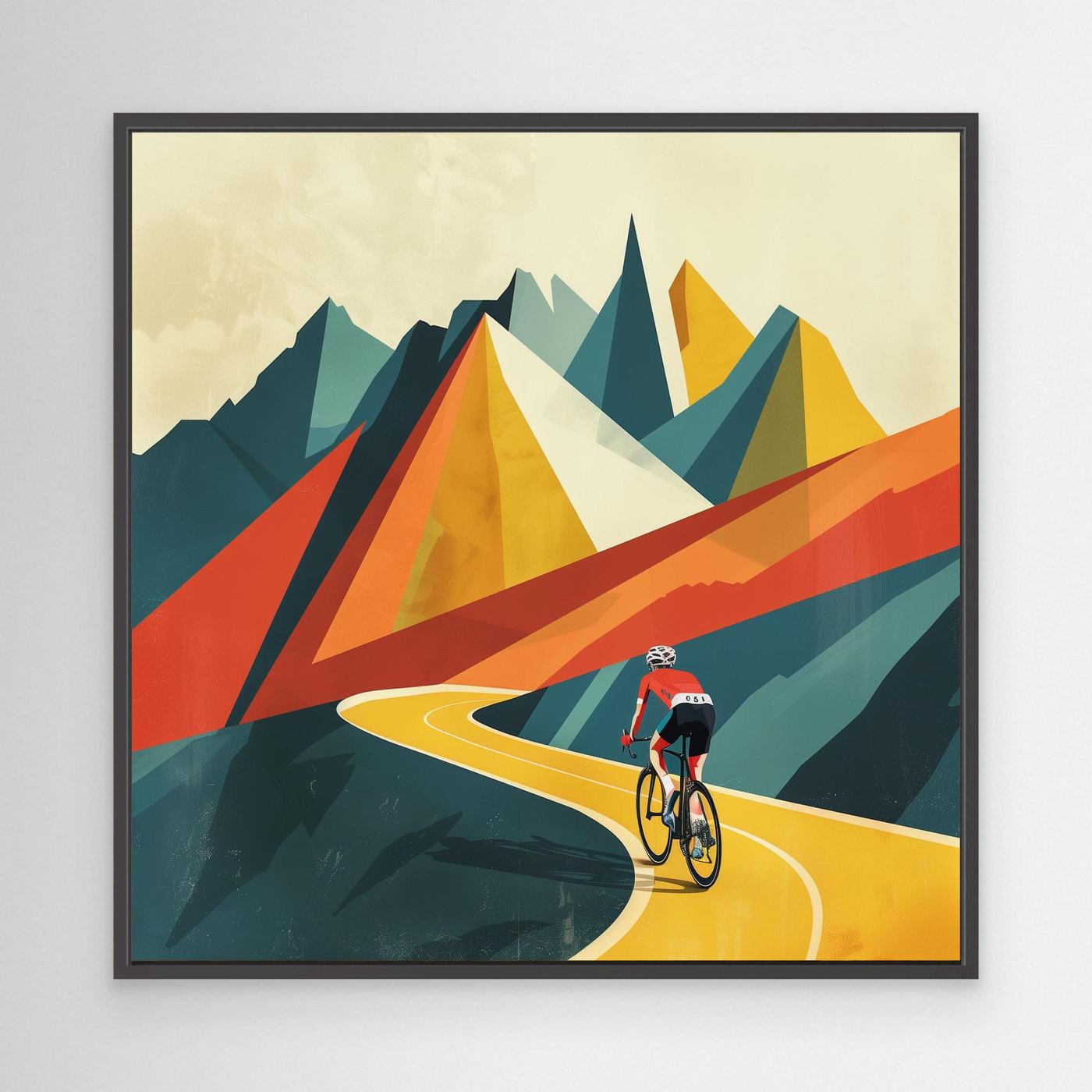 Bergfahrt im Bauhaus-Stil – Rennrad Leinwandbild