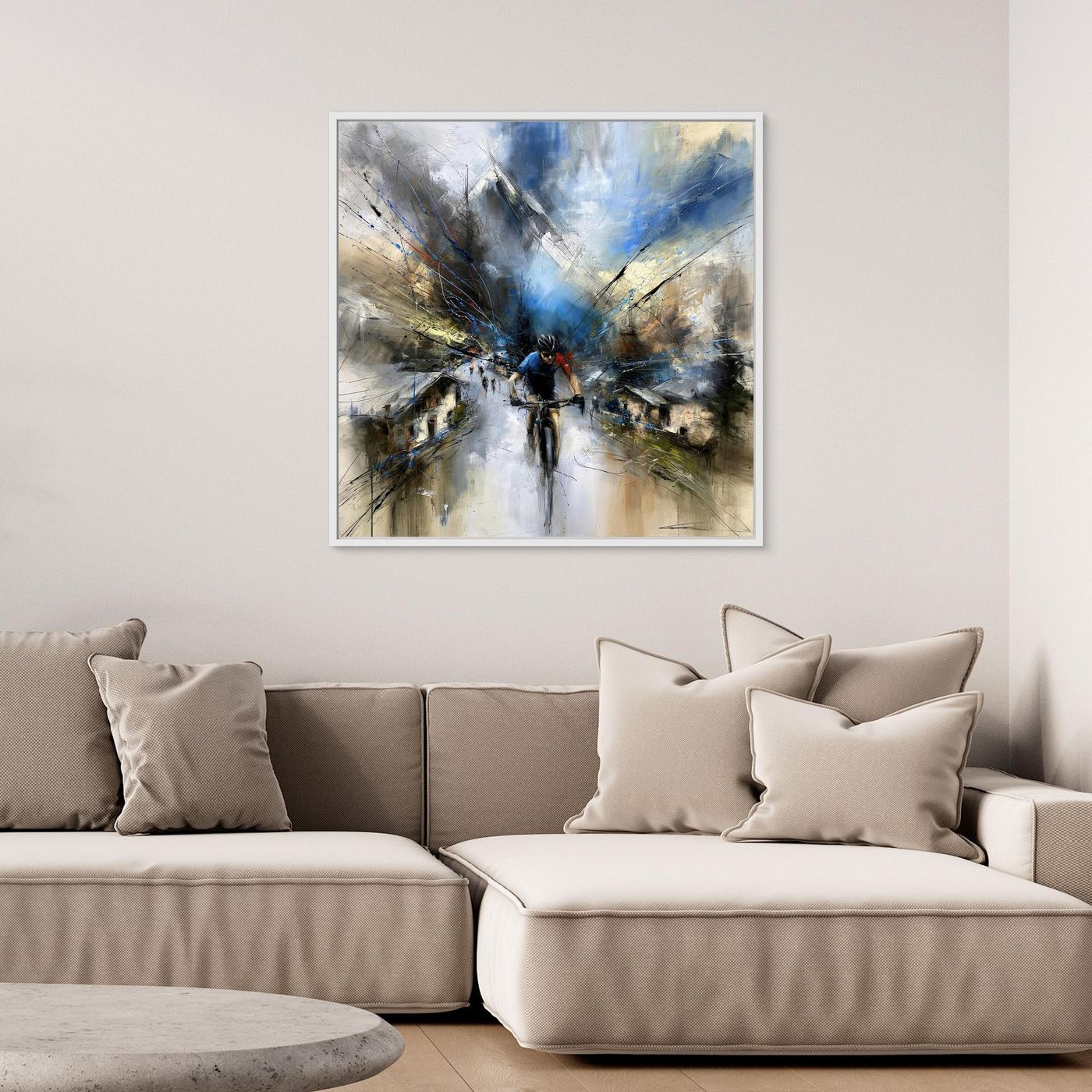 MTB Leinwandbild Alpenabfahrt – Moderne Mountainbike Kunst auf Leinwand