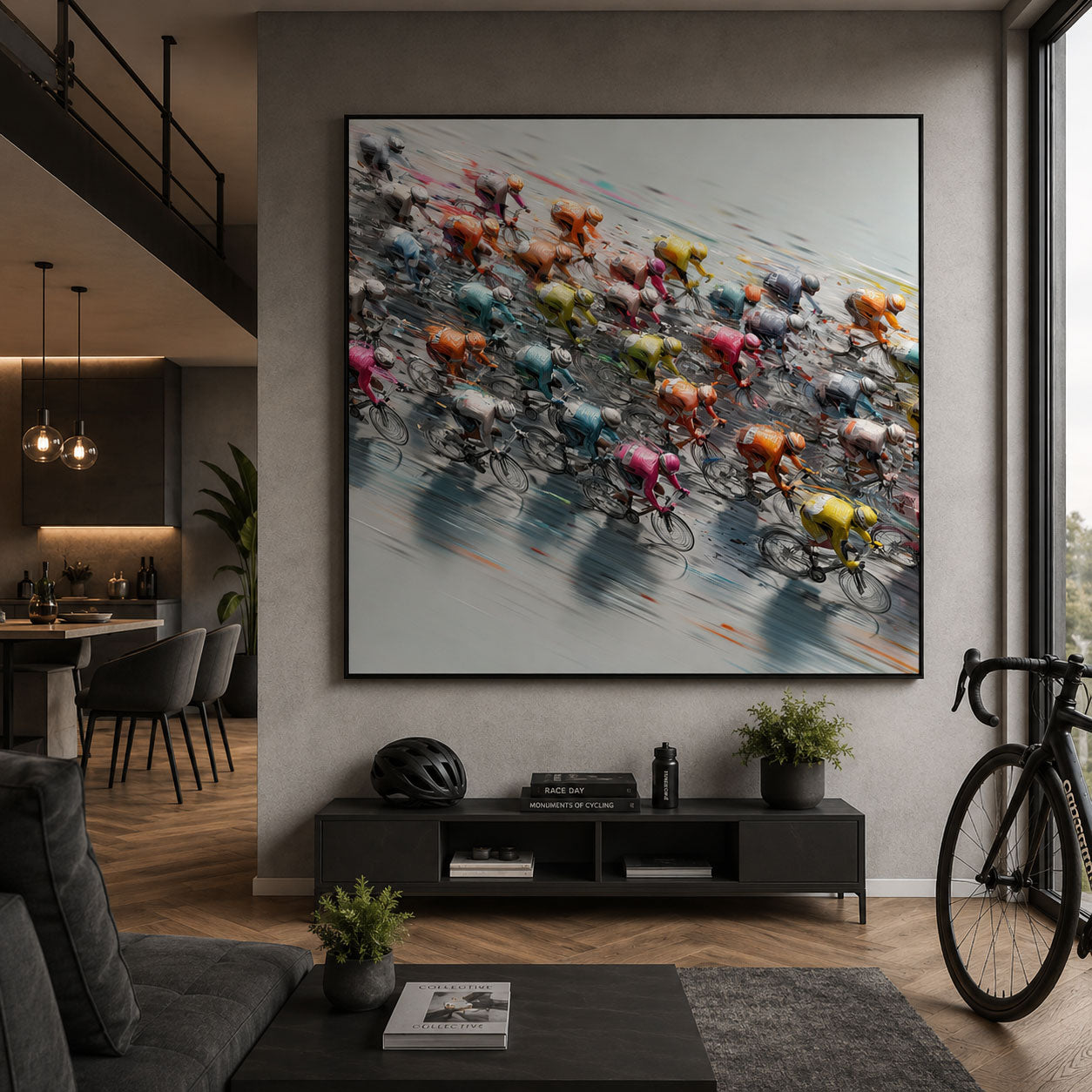 Peloton Flow Leinwandbild | Moderne Rennradkunst für Radsportfans