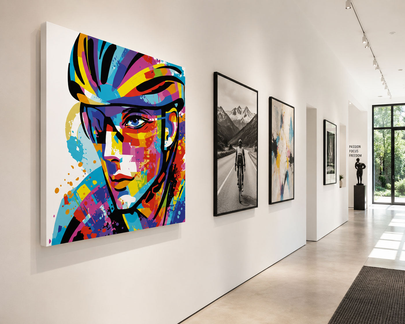Leinwandbild-Rennradfahrerin-im-modernen-Pop-Art-Stil-_-farbenfrohes-Rennrad-Wandbild-fuer-Wohnzimmer_-Homeoffice-und-Trainingsraum
