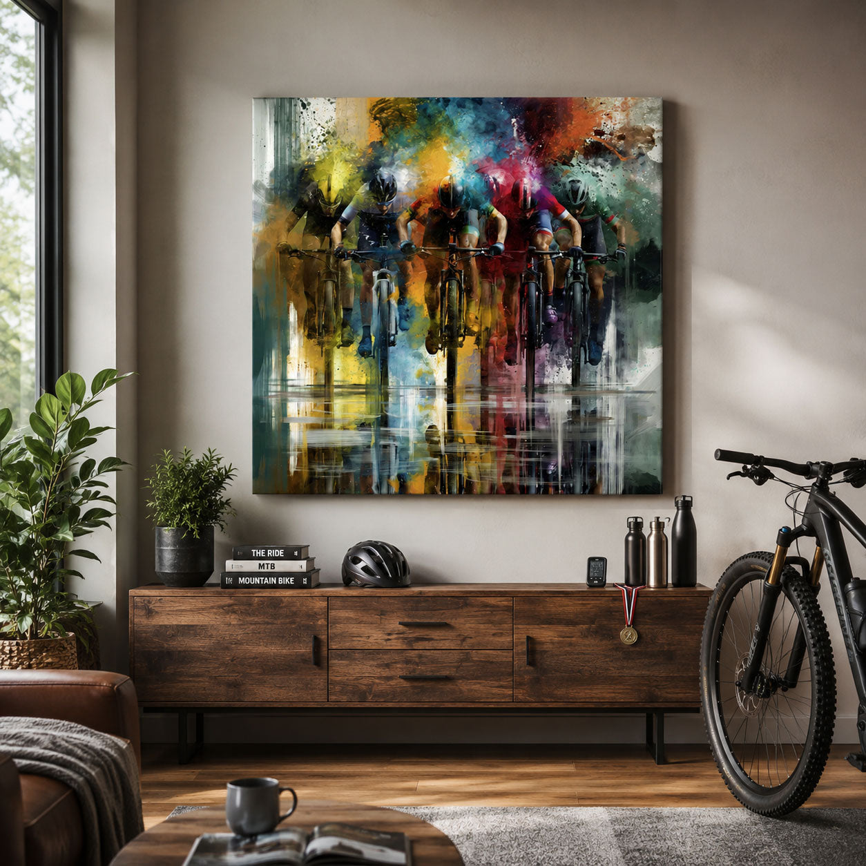 Dieses MTB Wandbild eignet sich hervorragend als Geschenk für Mountainbiker oder als hochwertiges Highlight für die eigenen vier Wände. Es verbindet moderne Kunst mit echter Leidenschaft für den Mountainbike-Sport und sorgt jeden Tag für neue Motivation.
