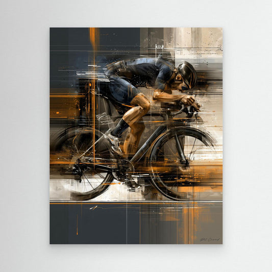 Detailansicht des Rennrad Posters „Der Ausreißer“ auf strukturierter Leinwand