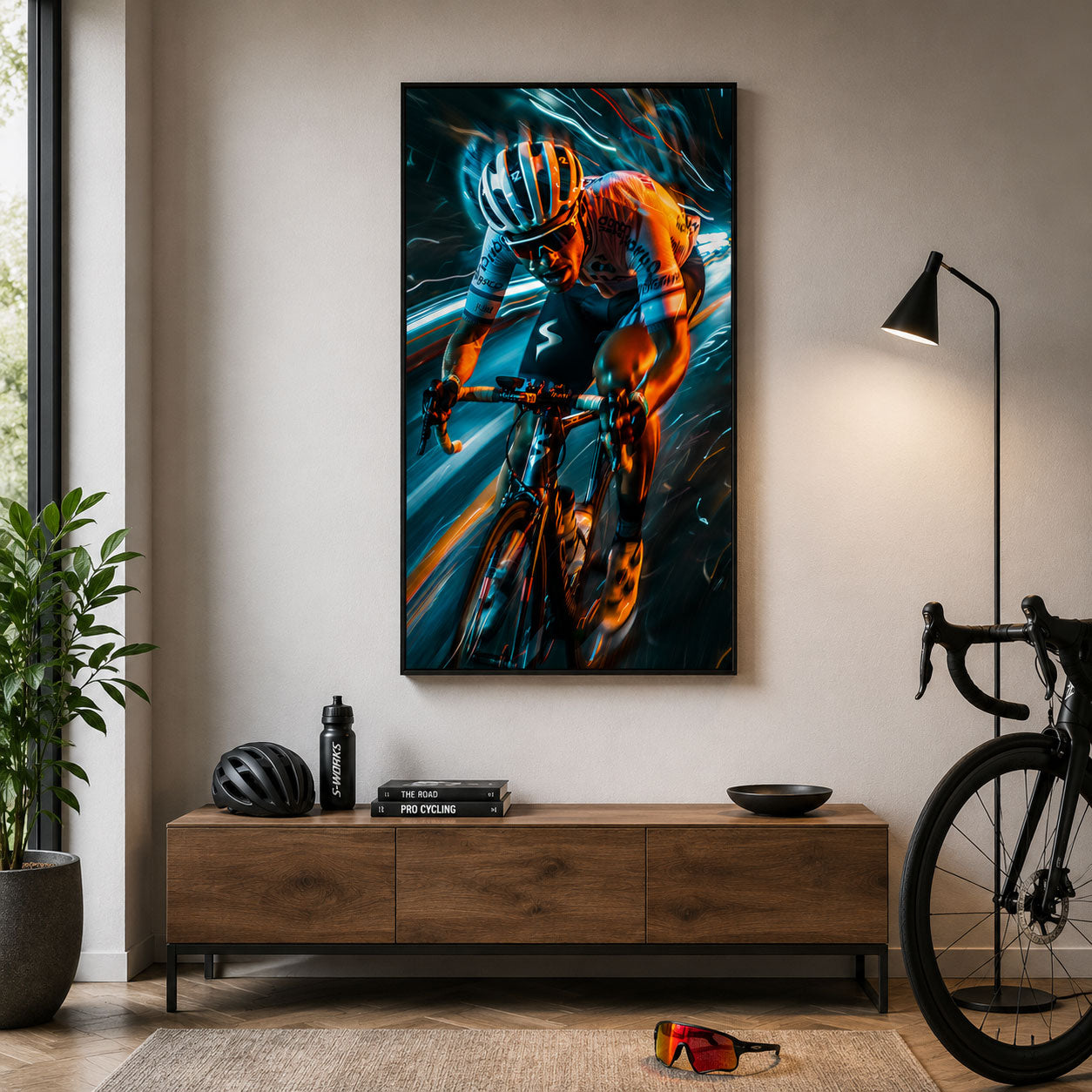 Rennrad Leinwandbild Geschwindigkeit | Moderne Rennradkunst auf Leinwand