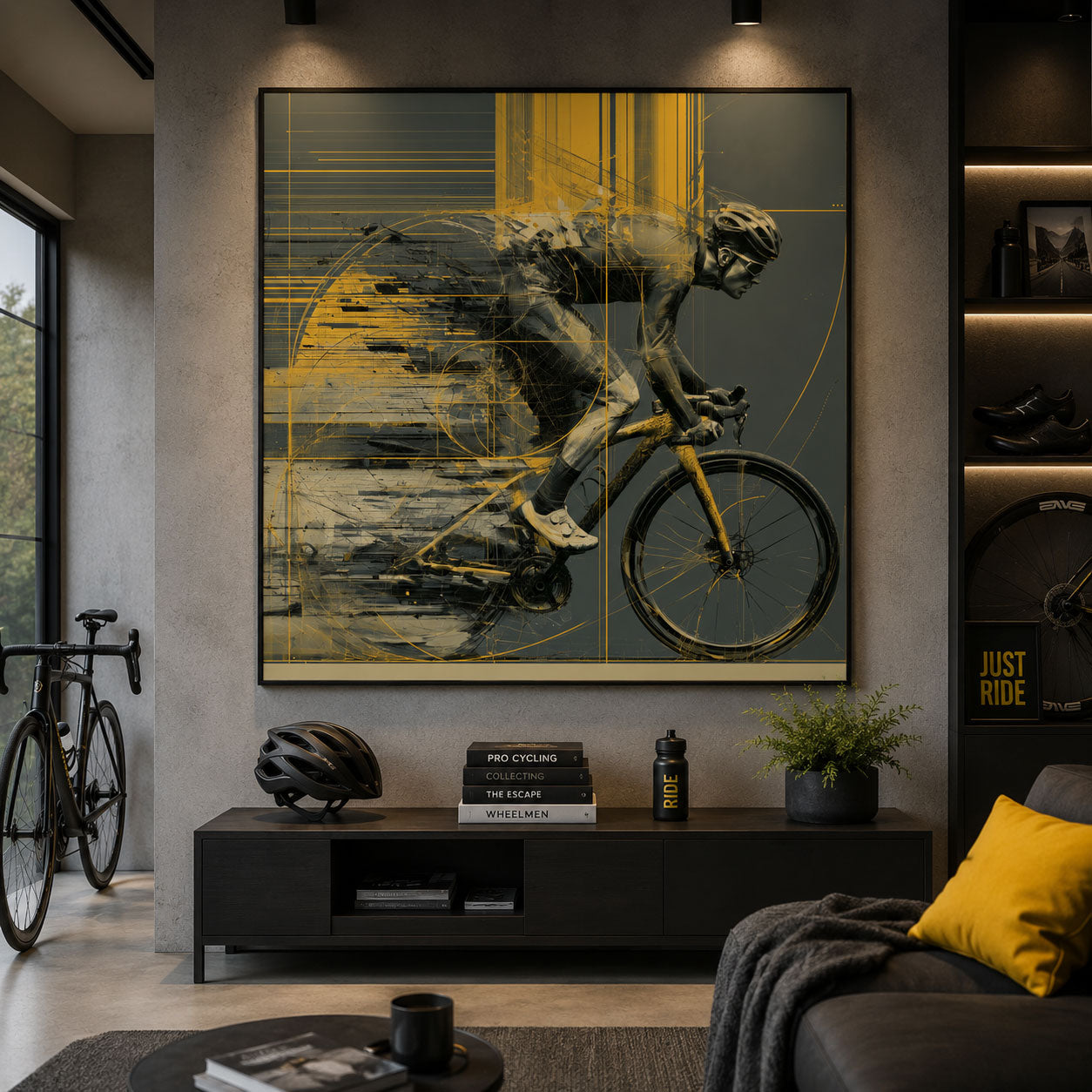 Aerodynamik der Geschwindigkeit – Futuristisches Rennrad Leinwandbild