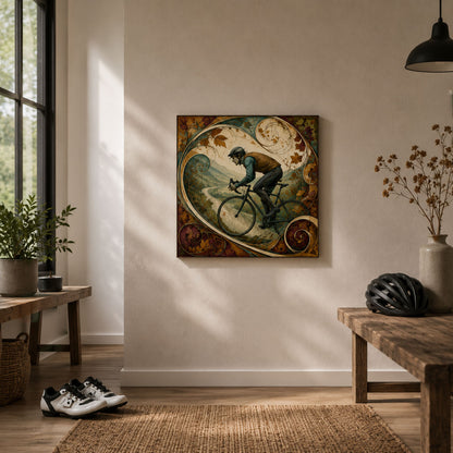 Bergauffahrt – Jugendstil Rennrad Kunstdruck