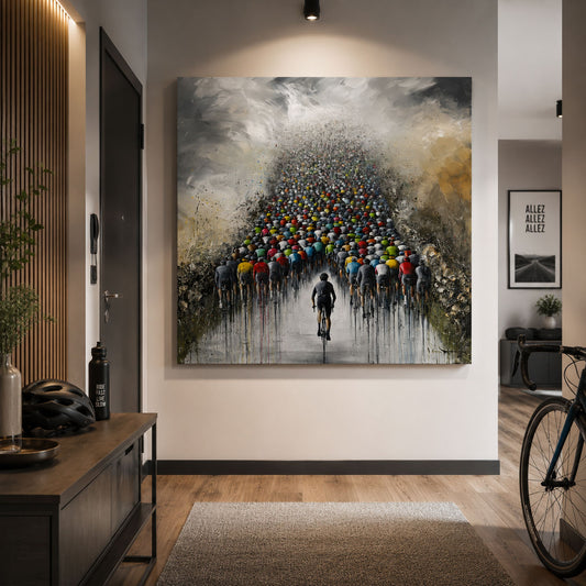 Rennrad-Peloton voller Teamgeist und Bewegung als farbenstarkes Leinwandbild