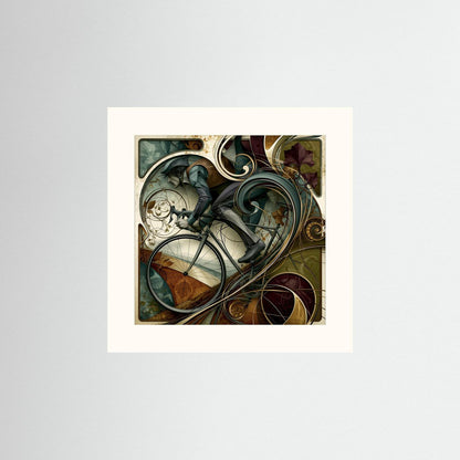 Bergauffahrt – Jugendstil Rennrad Kunstdruck