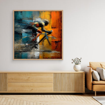 Expressive Rennrad Kunst – Abstraktes Leinwandbild