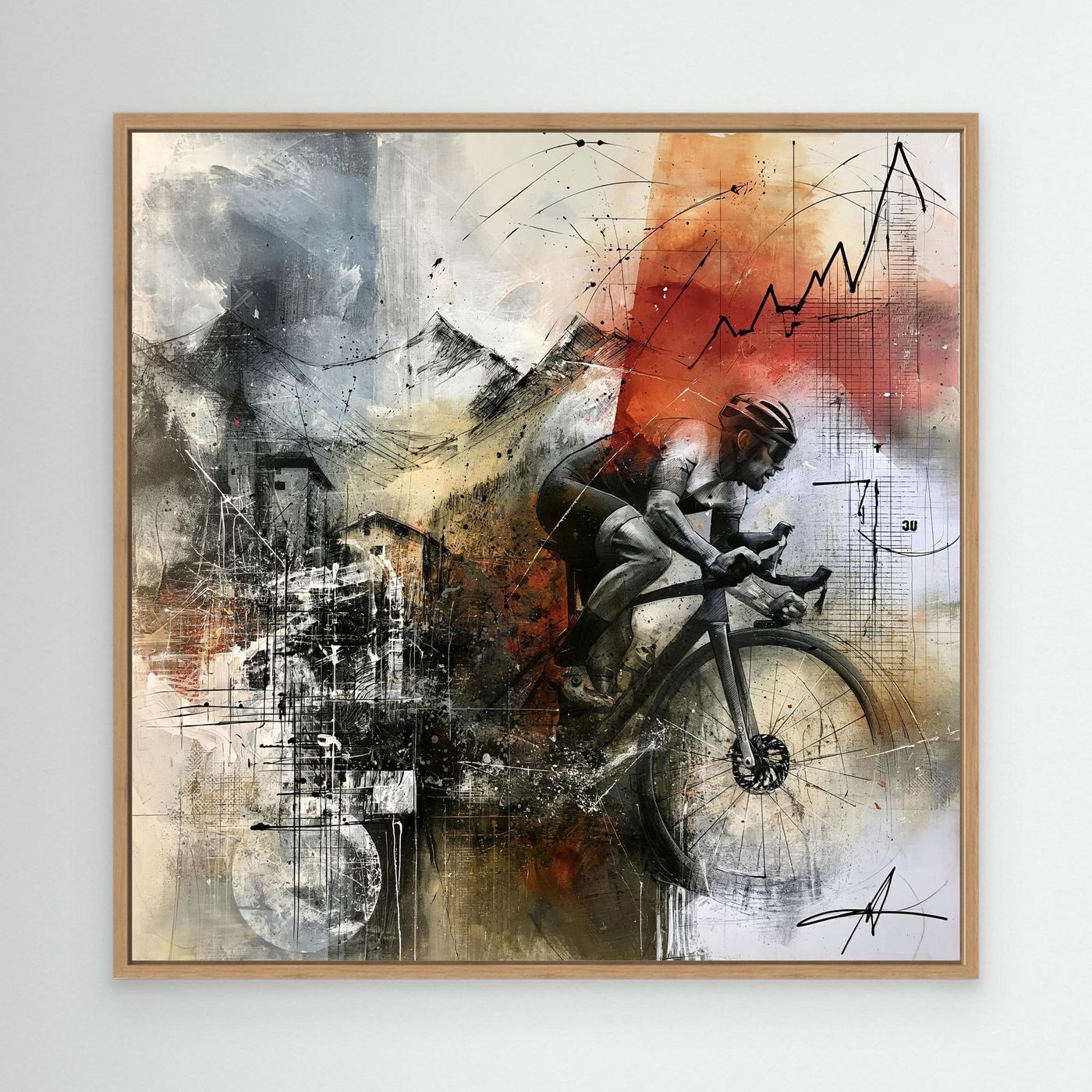 Rennrad Leinwandbild Alpenanstieg | Moderne Radsportkunst auf Leinwand