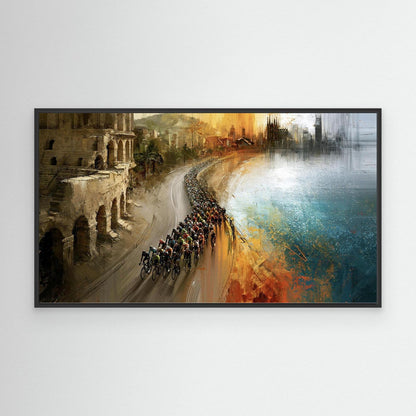 Rennrad Peloton am Meer – mediterranes Radsport Wandbild