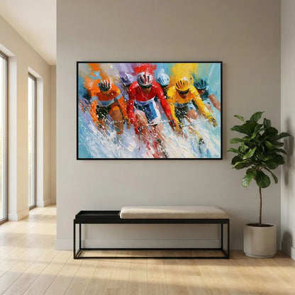 Radsport Bild – Rennrad Kunst im farbstarken Peloton | Leinwandbild