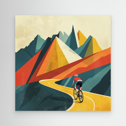 Bergfahrt im Bauhaus-Stil – Rennrad Leinwandbild