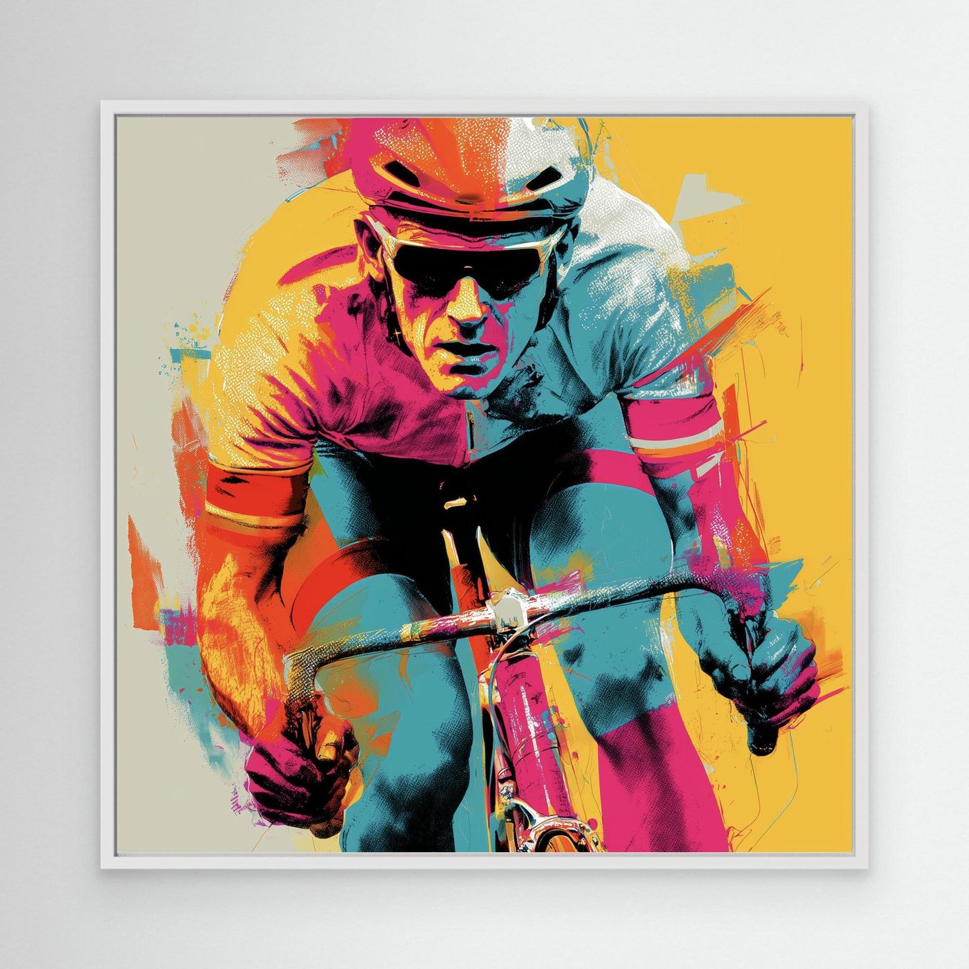 Rennrad Sprint Pop-Art – Farbenfrohes Leinwandbild voller Energie