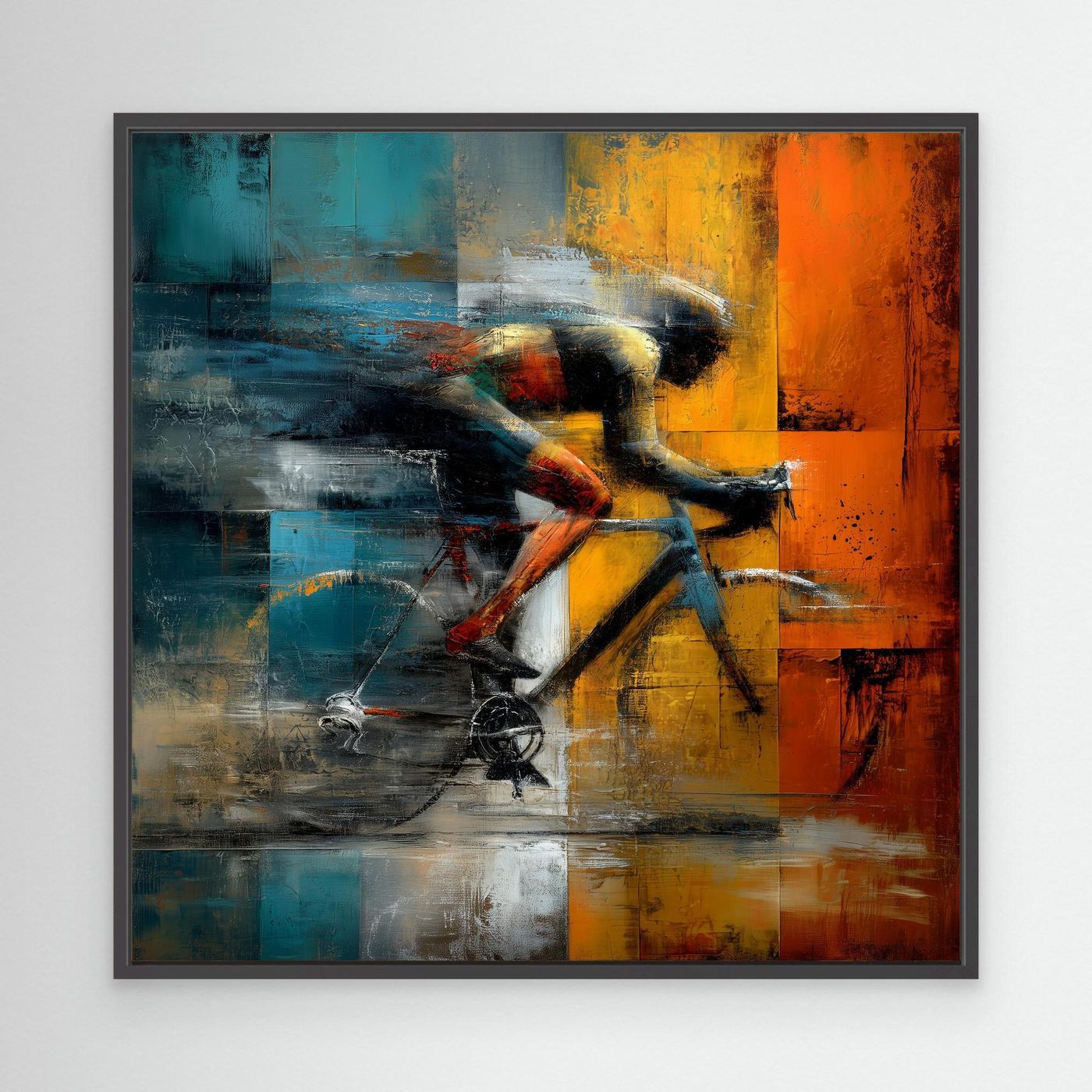 Expressive Rennrad Kunst – Abstraktes Leinwandbild