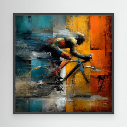 Expressive Rennrad Kunst – Abstraktes Leinwandbild