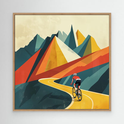 Bergfahrt im Bauhaus-Stil – Rennrad Leinwandbild