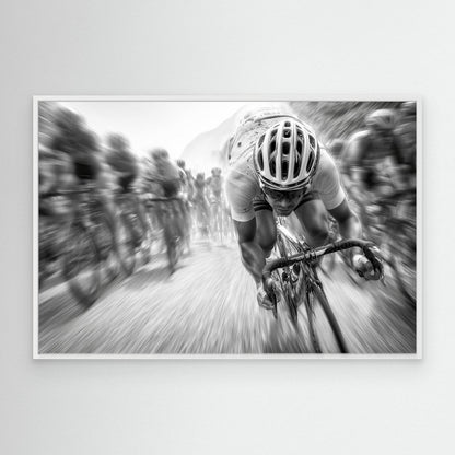 Schwarz-Weiß Radrennen Bild – Geschwindigkeit im Peloton