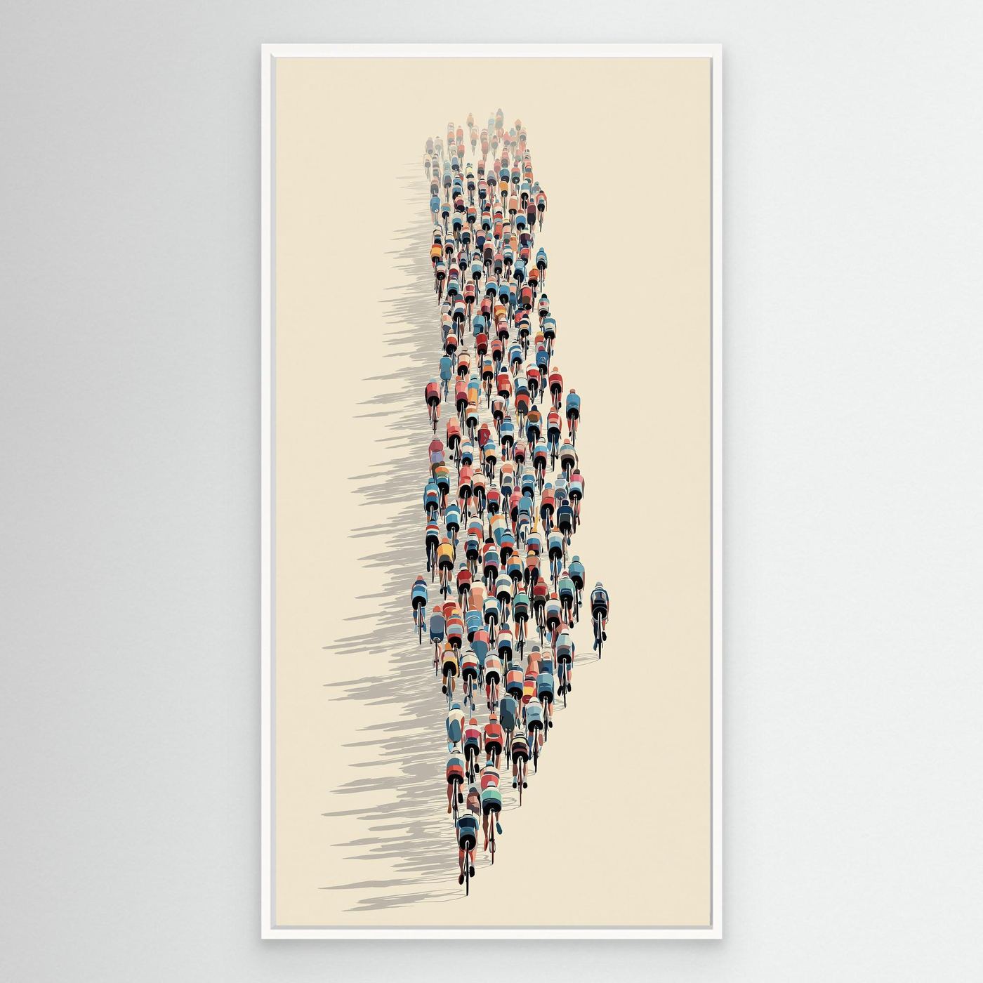 Peloton Formation Leinwandbild | Moderne Rennradkunst aus der Vogelperspektive