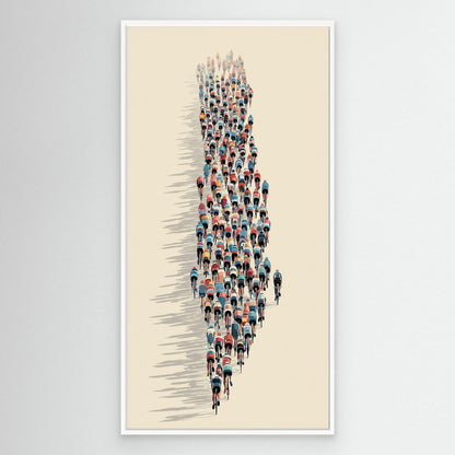 Peloton Formation Leinwandbild | Moderne Rennradkunst aus der Vogelperspektive