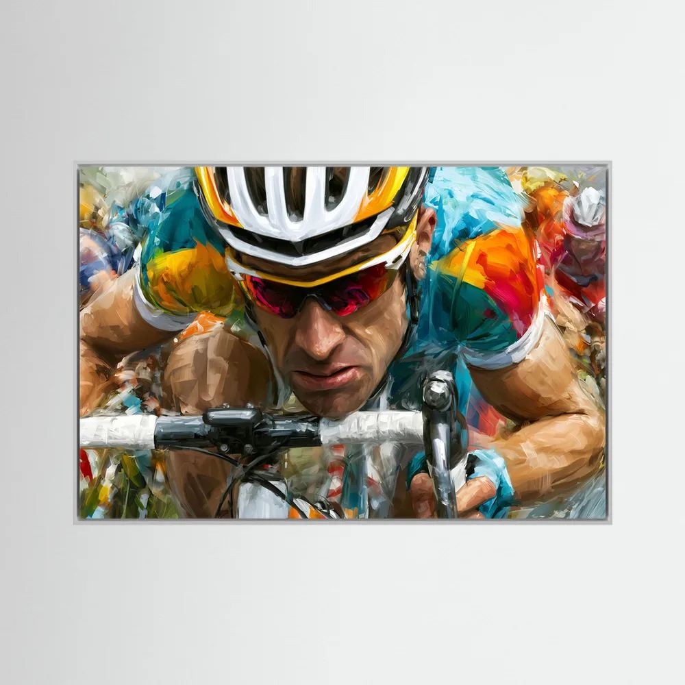 Gesicht des Radrennens – Expressives Rennrad Leinwandbild