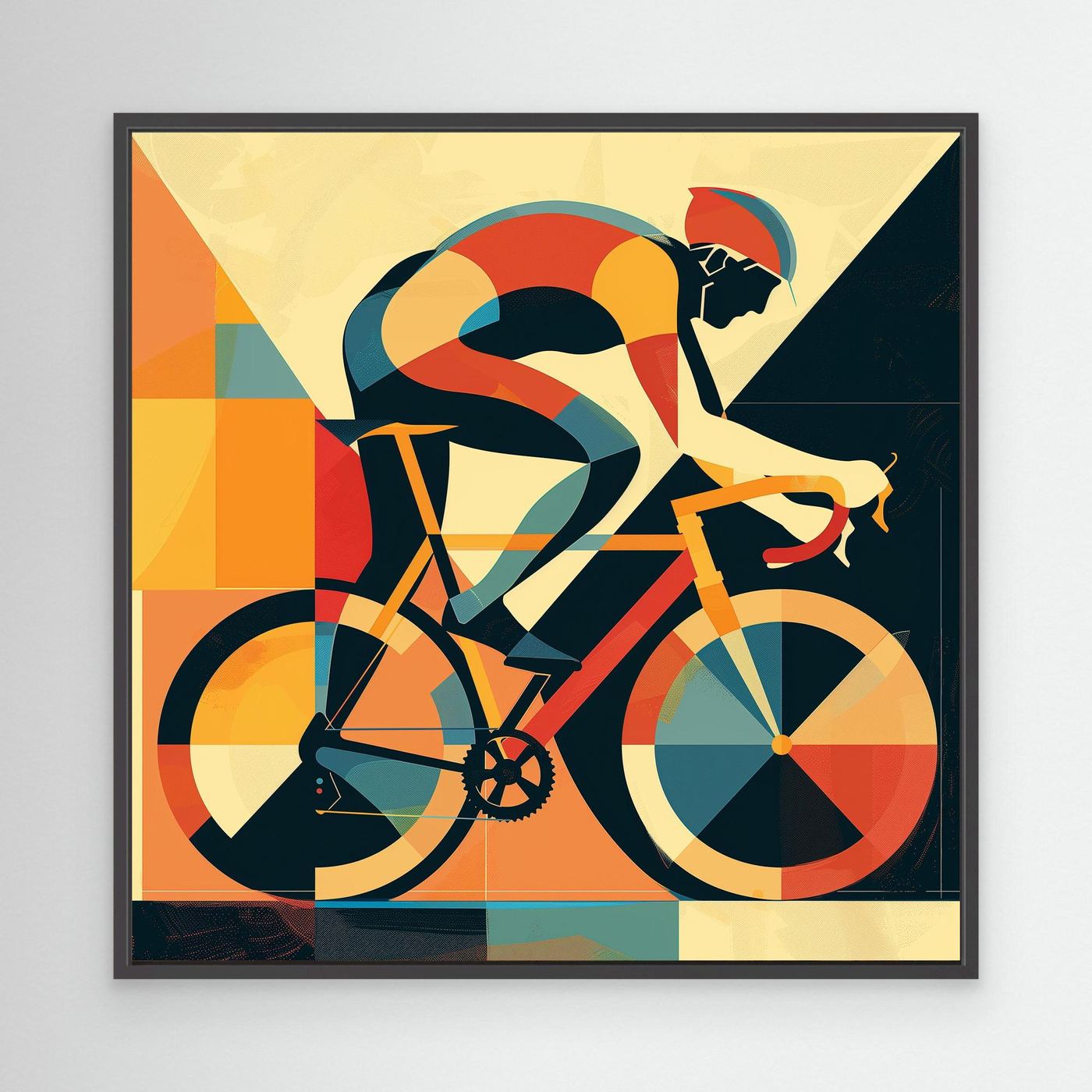 Solofahrer im Bauhaus-Stil – modernes Rennrad Wandbild