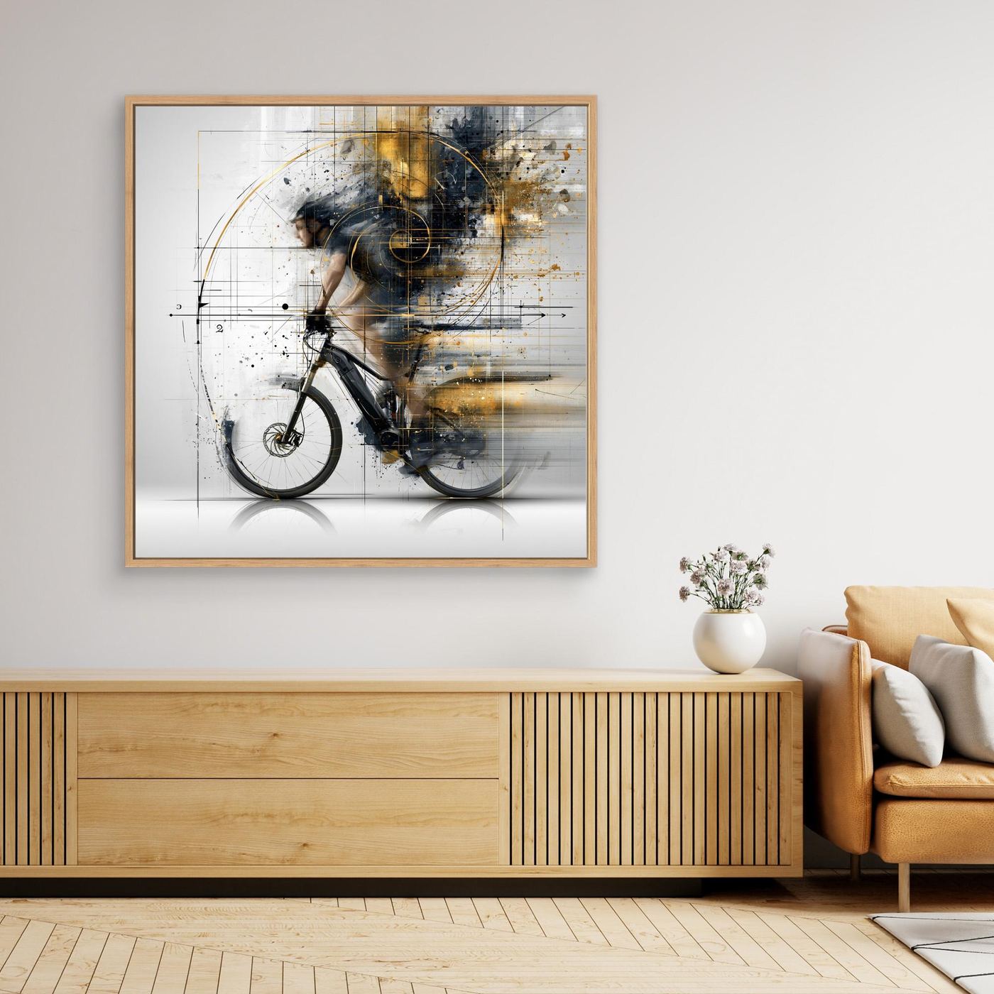 Golden Geometry – E-Bike Leinwandbild | Moderne E-Bike Wandkunst