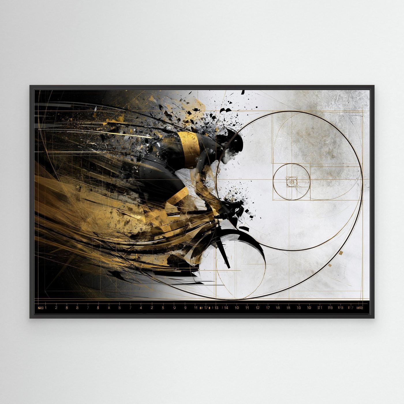 Fibonacci Flow Rennradkunst Leinwand | Modernes Rennrad Wandbild