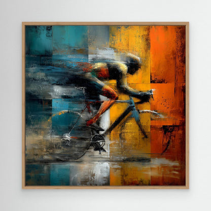 Expressive Rennrad Kunst – Abstraktes Leinwandbild