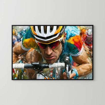 Gesicht des Radrennens – Expressives Rennrad Leinwandbild