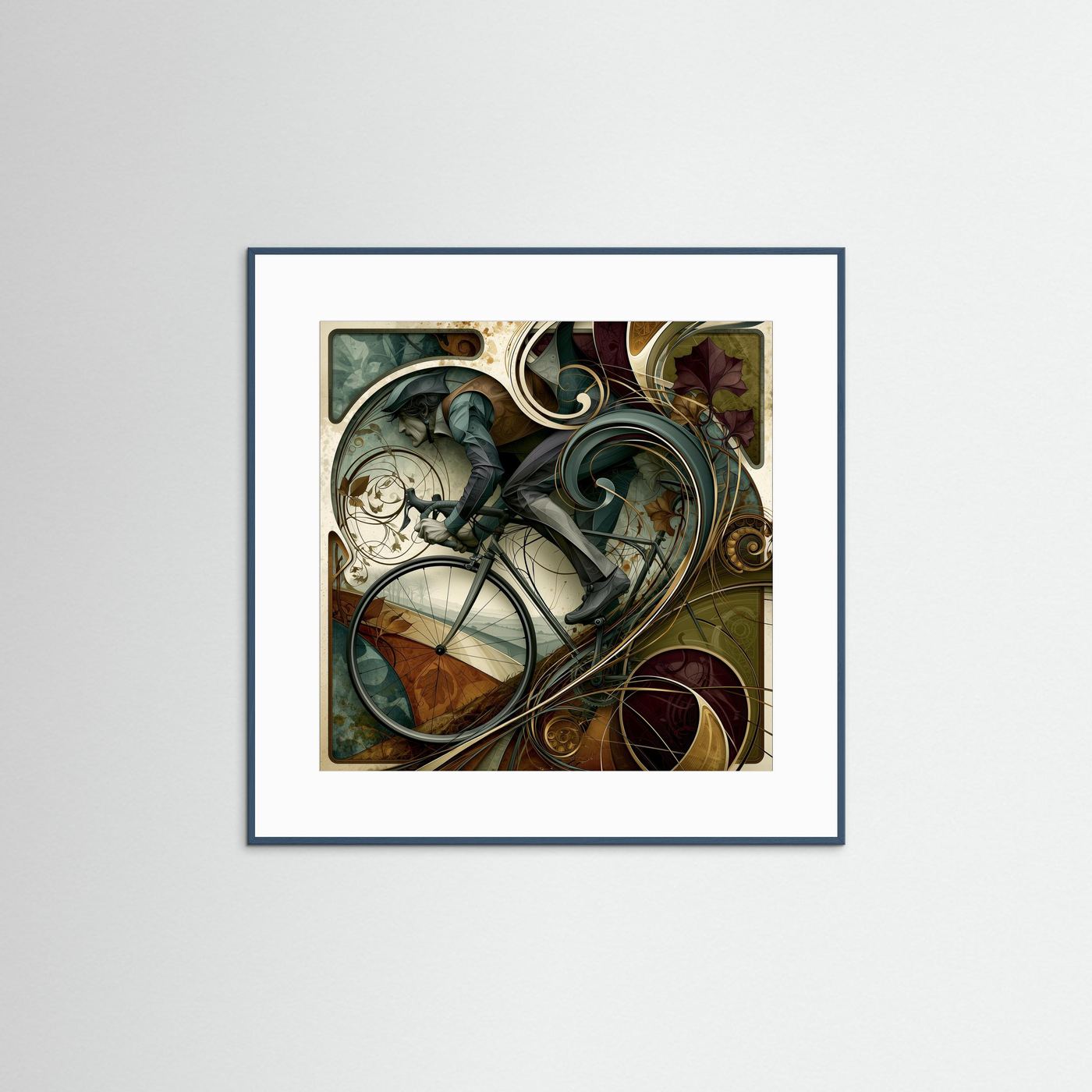 Bergauffahrt – Jugendstil Rennrad Kunstdruck