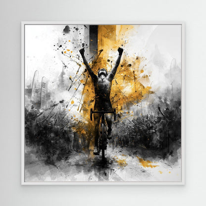 Goldener Triumph Leinwandbild | Rennrad Wandbild für Radsportfans