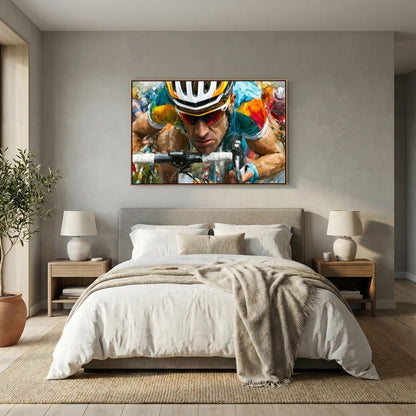 Gesicht des Radrennens – Expressives Rennrad Leinwandbild