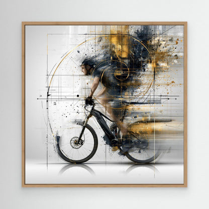 Golden Geometry – E-Bike Leinwandbild | Moderne E-Bike Wandkunst