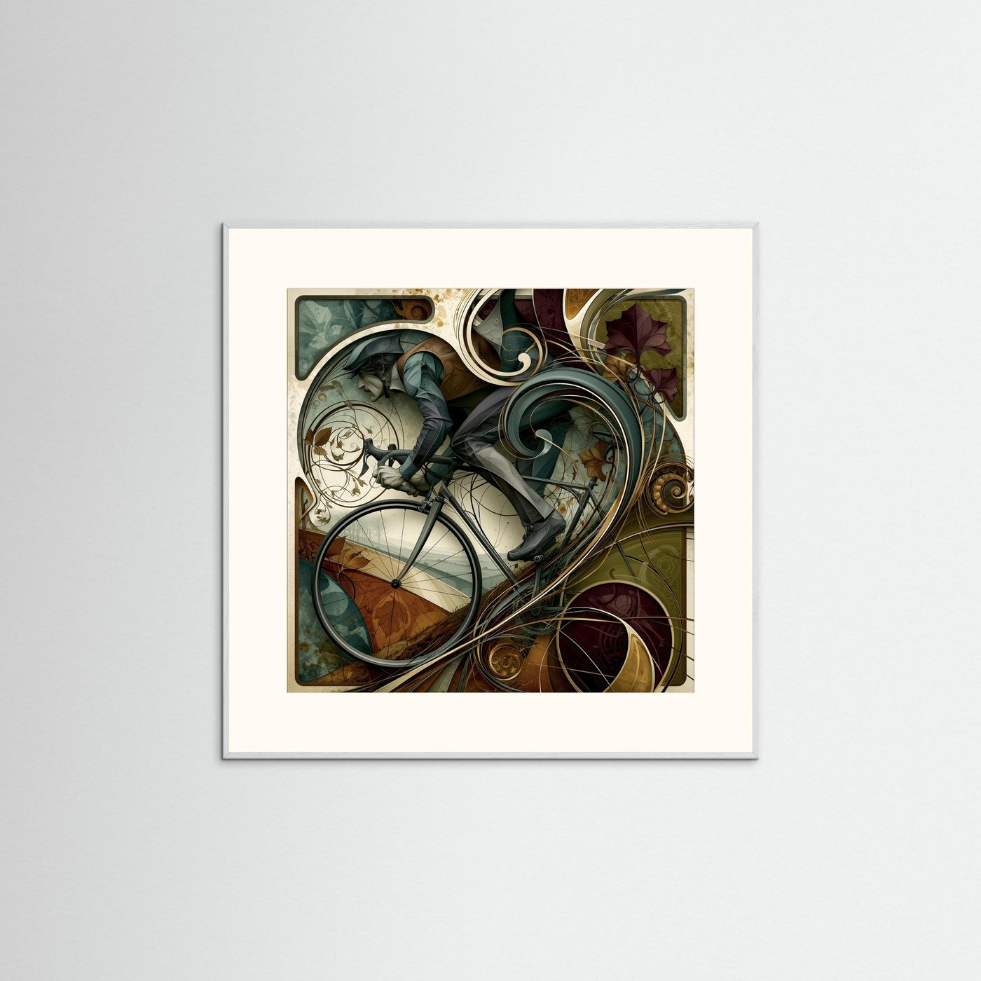 Bergauffahrt – Jugendstil Rennrad Kunstdruck