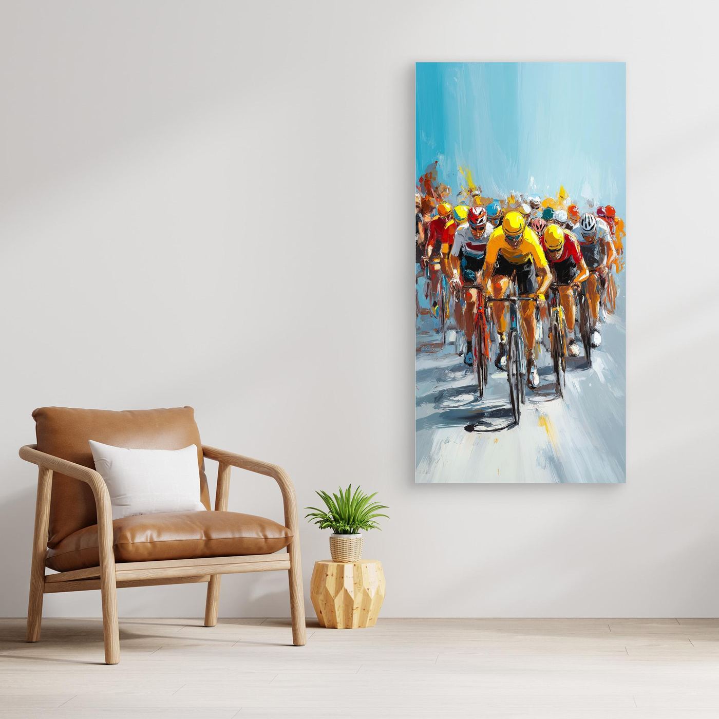 Ausreißerjagd im Peloton – Rennradkunst auf Leinwand