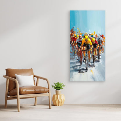 Ausreißerjagd im Peloton – Rennradkunst auf Leinwand