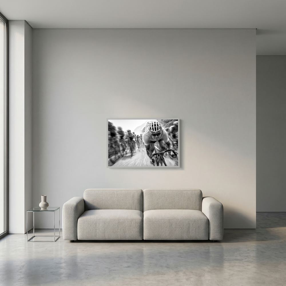 Rennrad Kunstdruck Schwarz-Weiß – Geschwindigkeit als Kunst