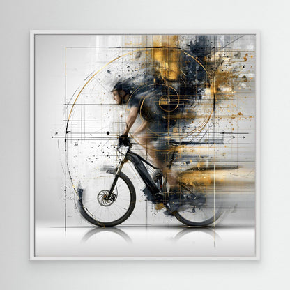Golden Geometry – E-Bike Leinwandbild | Moderne E-Bike Wandkunst