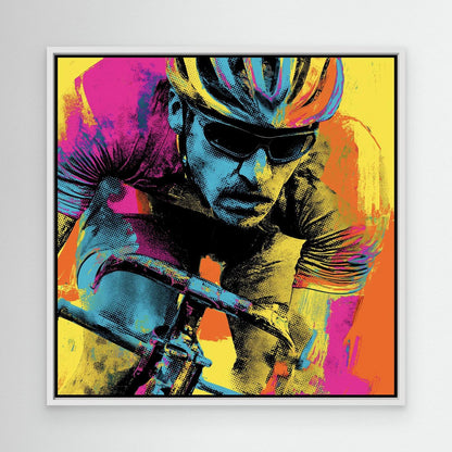 Rennradfahrer Porträt Pop-Art – Ausdrucksstarkes Cycling Leinwandbild