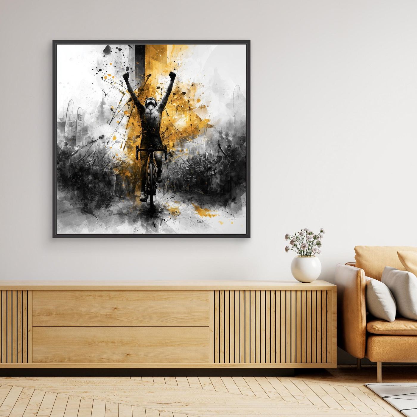 Goldener Triumph Leinwandbild | Rennrad Wandbild für Radsportfans