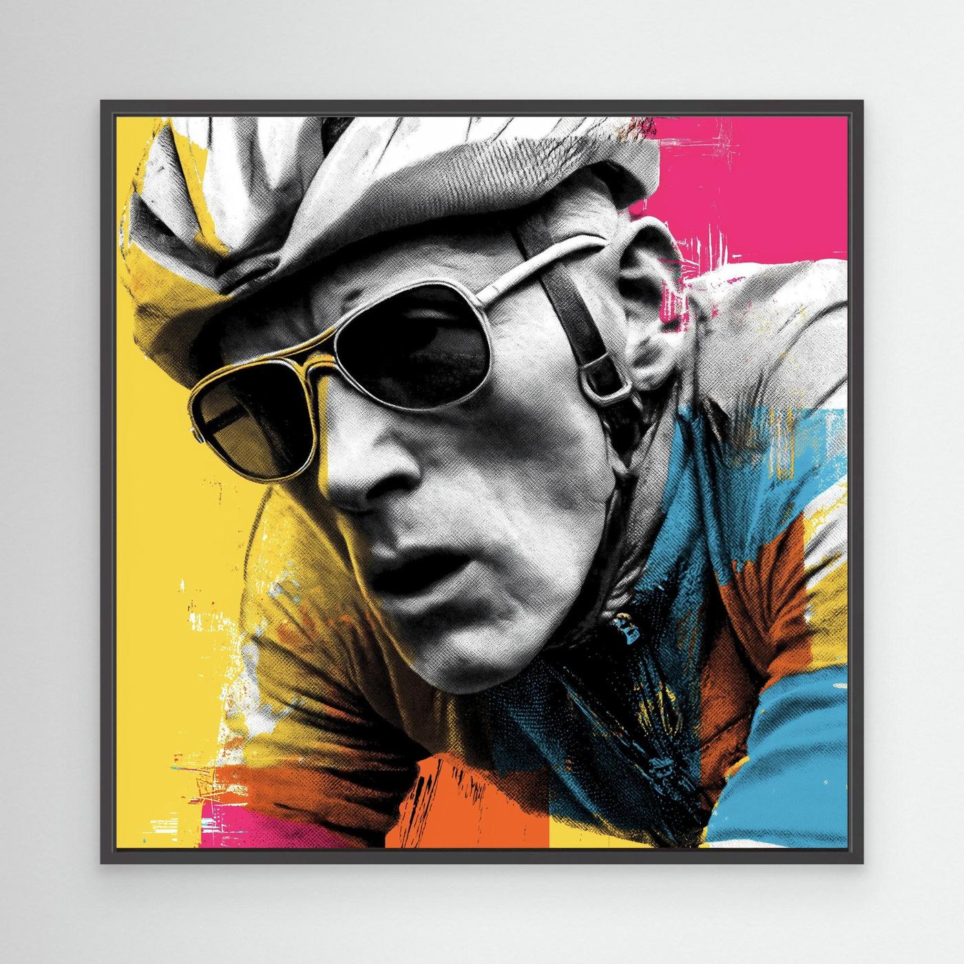 Cyclist Porträt Pop-Art – Ausdrucksstarkes Cycling Leinwandbild