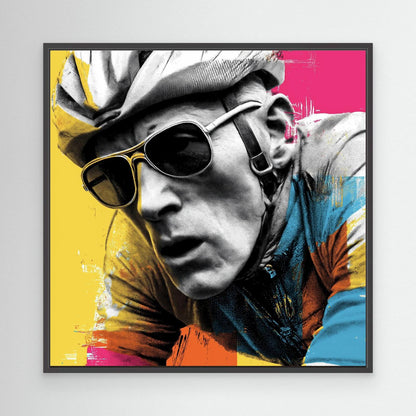 Cyclist Porträt Pop-Art – Ausdrucksstarkes Cycling Leinwandbild