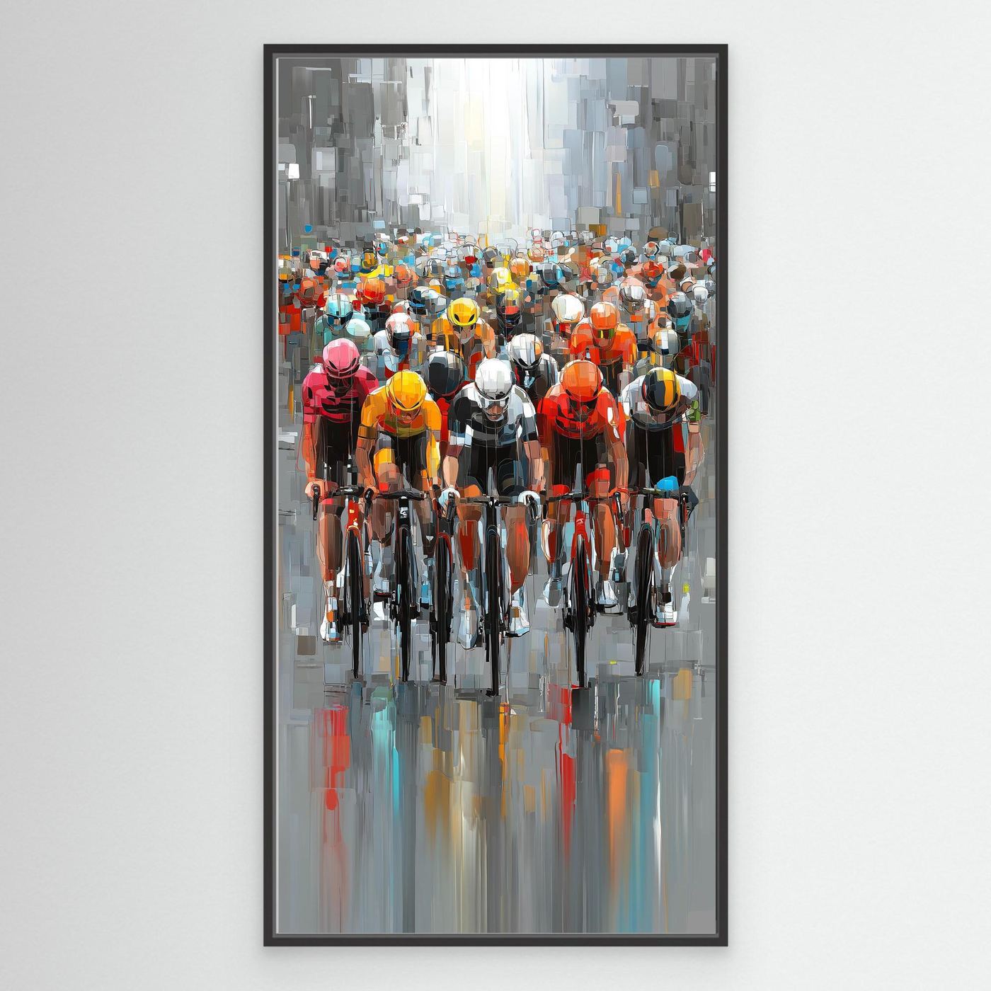 Peloton Metropole – Großformatiges Rennrad Leinwandbild voller Energie und Dynamik