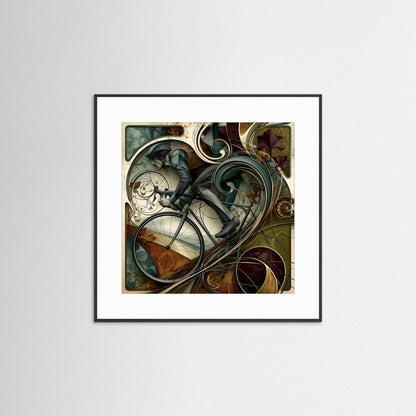 Bergauffahrt – Jugendstil Rennrad Kunstdruck