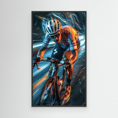 Rennrad Leinwandbild – Geschwindigkeit in Licht und Bewegung | Moderne Rennradkunst auf Leinwand