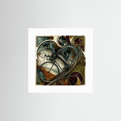 Bergauffahrt – Jugendstil Rennrad Kunstdruck